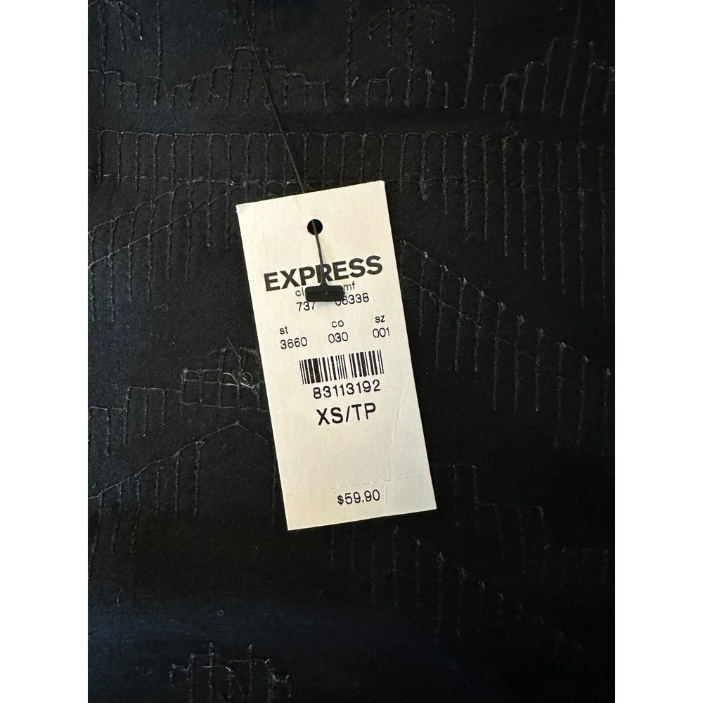 Express Womens Allover Sequin Aztec Print Mini Skirt Size XS Black White Stretch
